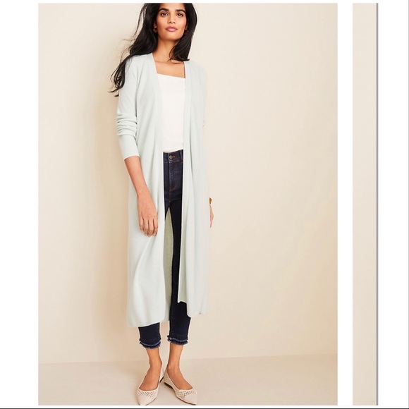 Ann Taylor Sweaters - Ann Taylor Icy Sage ribbed duster sweater size L
